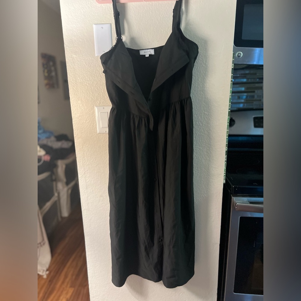RIHOAS Black Strapless Sundress with Notched Collar